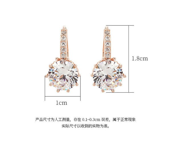 Rose Gold Color Crystal Ear Buckle Ear Studs Earrings Female Fashion Earrings - Ecart