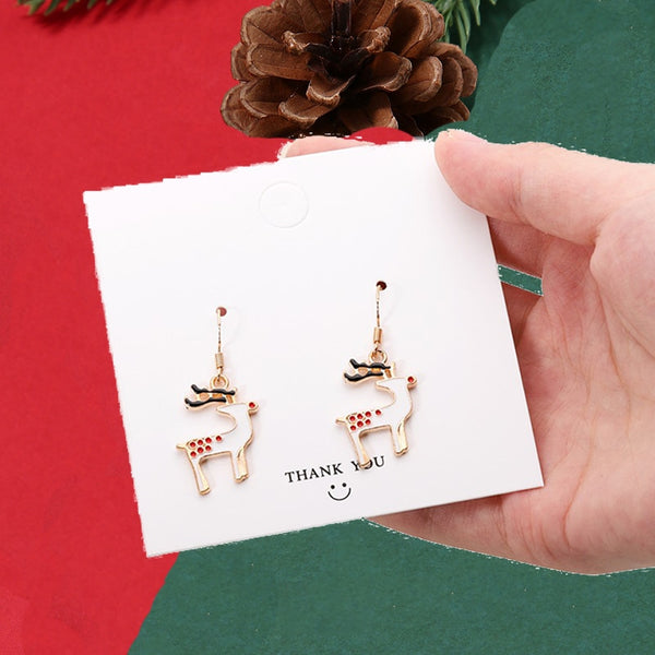Christmas White Deer Drop Earrings Women Gifts Earring Cute Girls Eardrop - Ecart