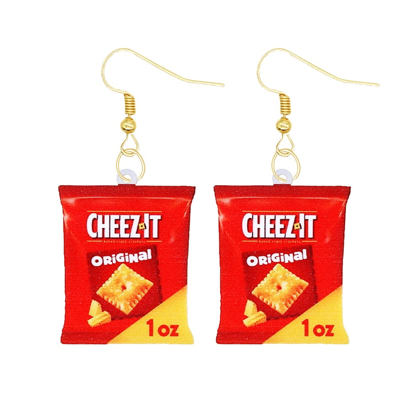 Crackers Bag Funny Design Drop Earrings Women Charms Earring Fashion Creative