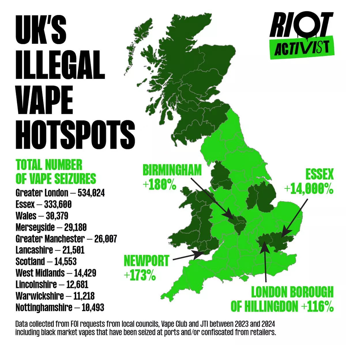 UK's Illegal Vape Hotspots Map by Riot Activist