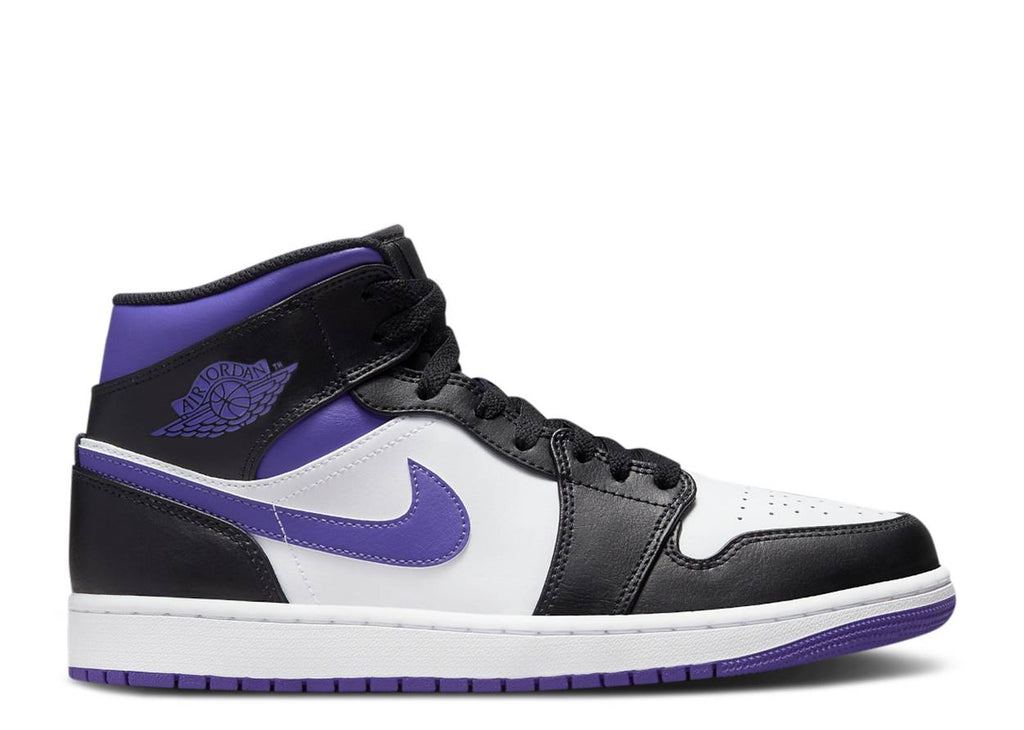 black and purple jordan ones