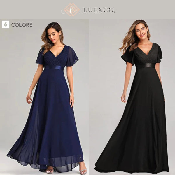 Luexco flutter sleeve formal dress