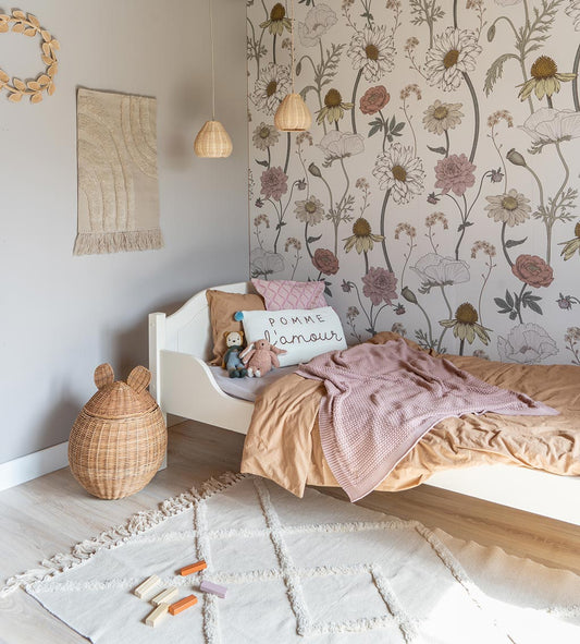Knipperen Discrepantie voorbeeld Bloemen behang - Unieke prints voor op de babykamer en kinderkamer – Little  Amour kinderkamer behang