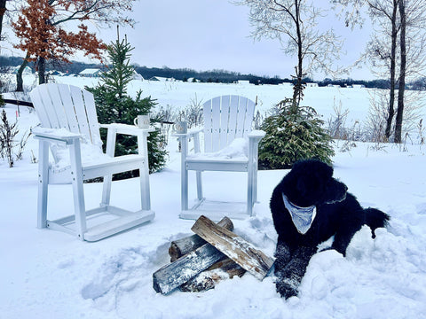 tall all weather adirondack chairs in snow