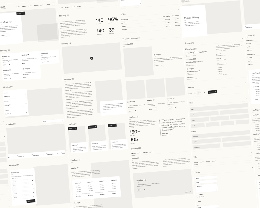 Hult design system displaying various website components