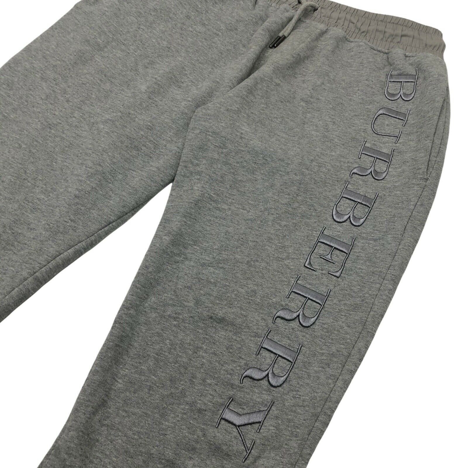 NWOT Burberry Joggers Embroidered Spellout Mens Small Grey Jersey – Time  Machine Goods