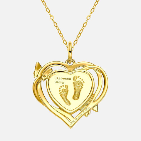 TDC™ 18K Gold Baby Engravable Heart Shape Footprint Necklace