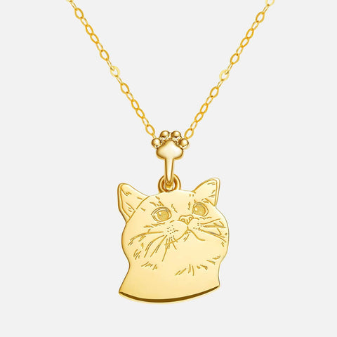 Gold cat necklace Sphynx