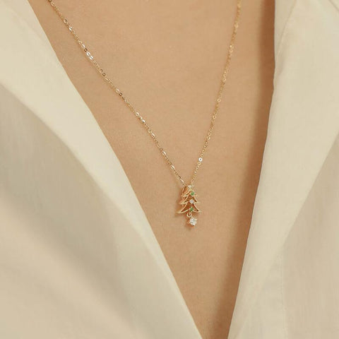 18K Gold Christmas Tree Necklace - Wishing Tree