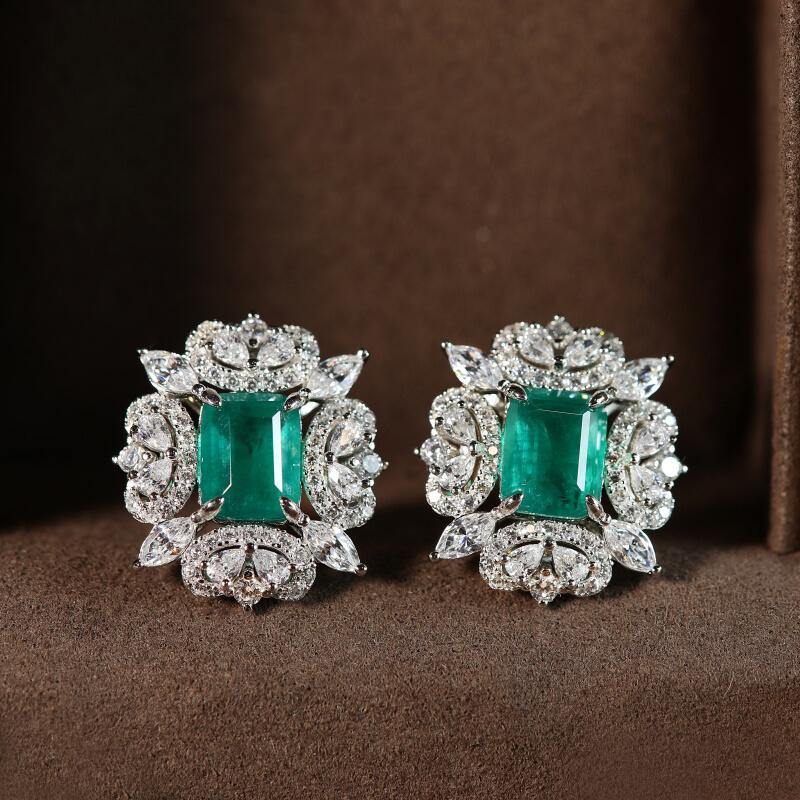 High-End Green Artificial Gemstone Silver Earrings – TDC Jewellery