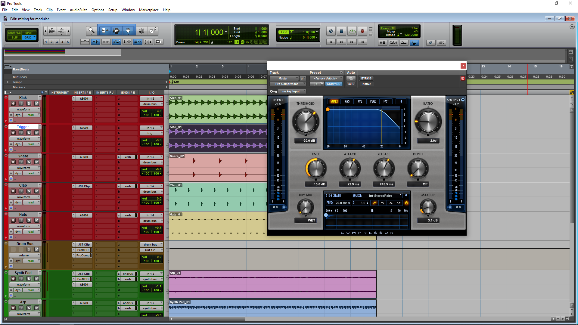 Image shows Pro Tools Mixing Screen
