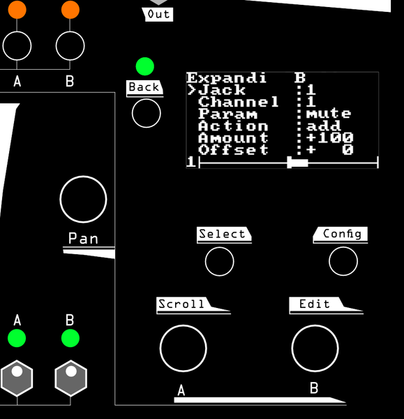 Input 1 routed to channel 1's mute control