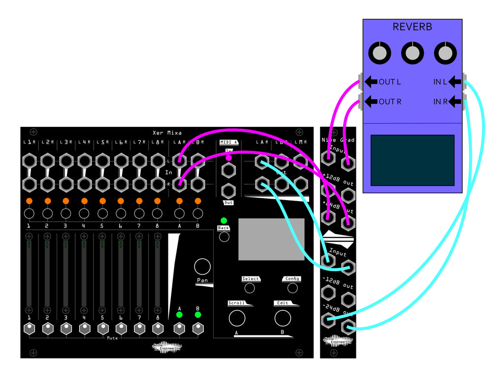 Xer Mixa and Nive Grad patched to create an aux loop with a pedal