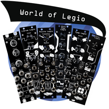 The Legio effects and oscillator platform now has six firmwares to swap between, shown set against a watery blue planet