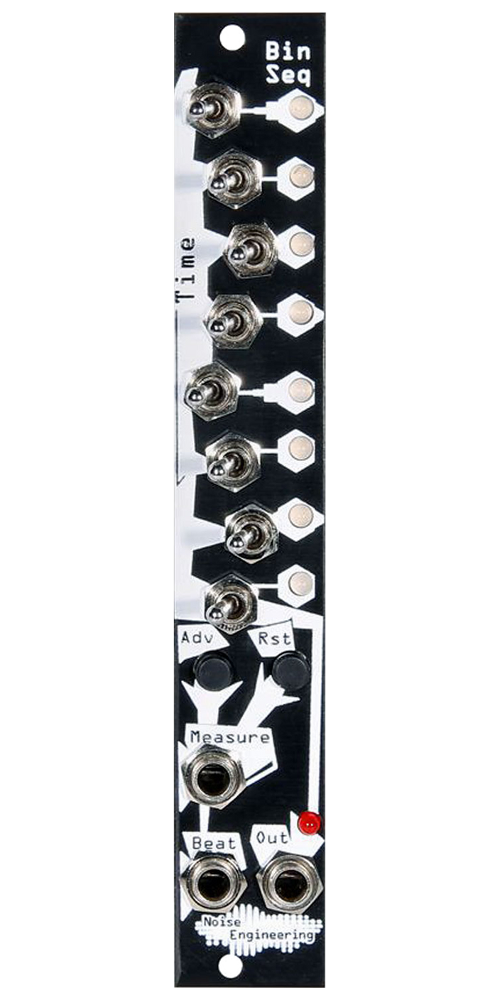 Compact 8-step trigger/gate sequencer with 8 switches in black | Bin Seq by Noise Engineering