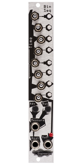 Compact 8-step trigger/gate sequencer with 8 switches in silver | Bin Seq by Noise Engineering