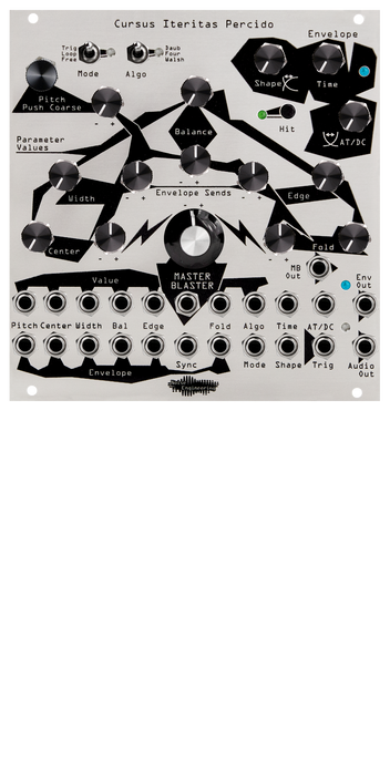 Wavetable Eurorack voice with modulation matrix and One Knob to Rule Them All in silver | Cursus Iteritas Percido by Noise Engineering