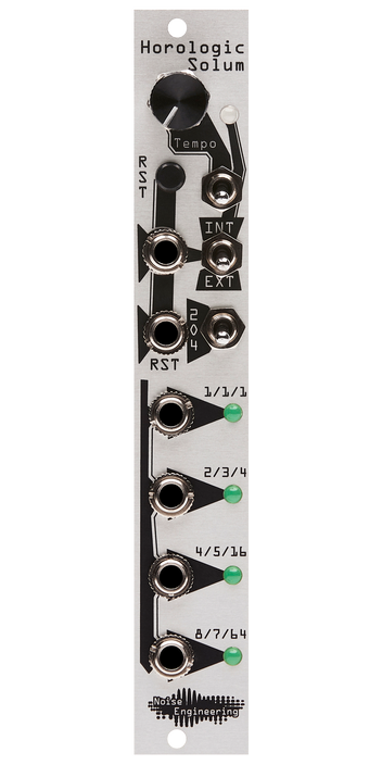 Clock generator/divider with four outputs for Eurorack in silver | Horologic Solum by Noise Engineering