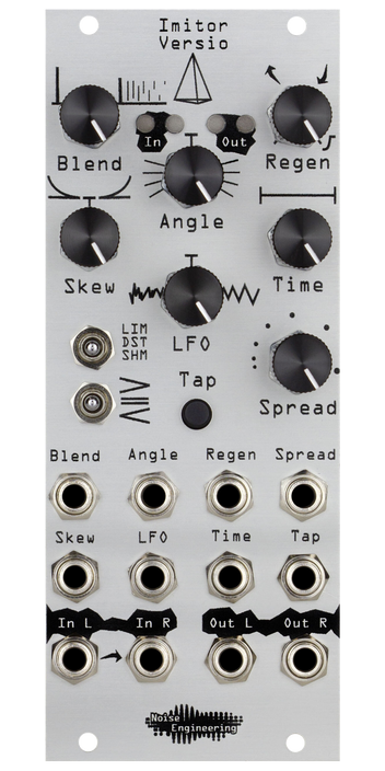 Stereo-in, stereo-out 12-tap multimode delay with clock sync and tap tempo plus DSP platform for Eurorack in silver | Imitor Versio by Noise Engineering