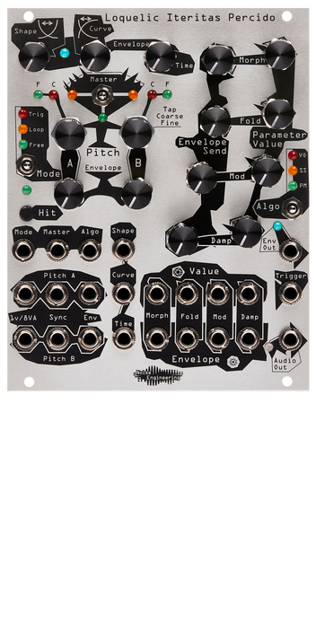 Complex Eurorack voice with internal modulation matrix in silver | Loquelic Iteritas Percido by Noise Engineering