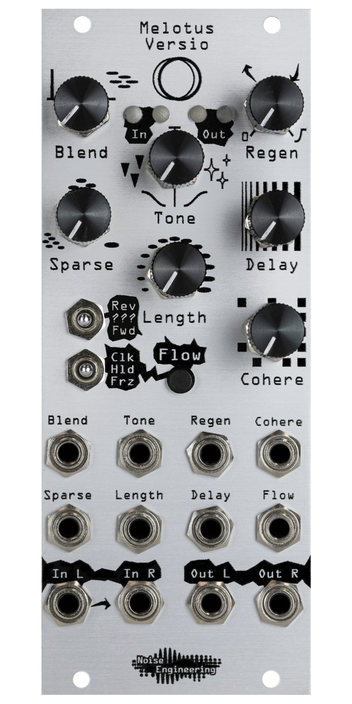 Melotus Versio granular texturizer in silver panel | Noise Engineering