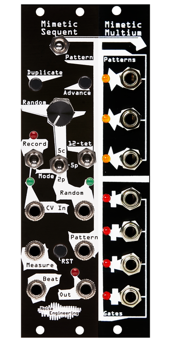 CV recorder and randomizer Eurorack module with expander in black | Mimetic Sequent by Noise Engineering