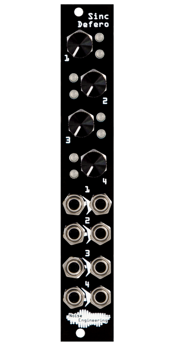 Four-channel buffered attenuator and mult with LEDs for Eurorack in black | Sinc Defero by Noise Engineering