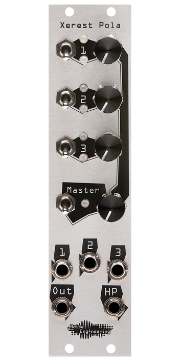 Xerest Pola lunchbox stereo mixer for Eurorack with headphone out in silver | Noise Engineering