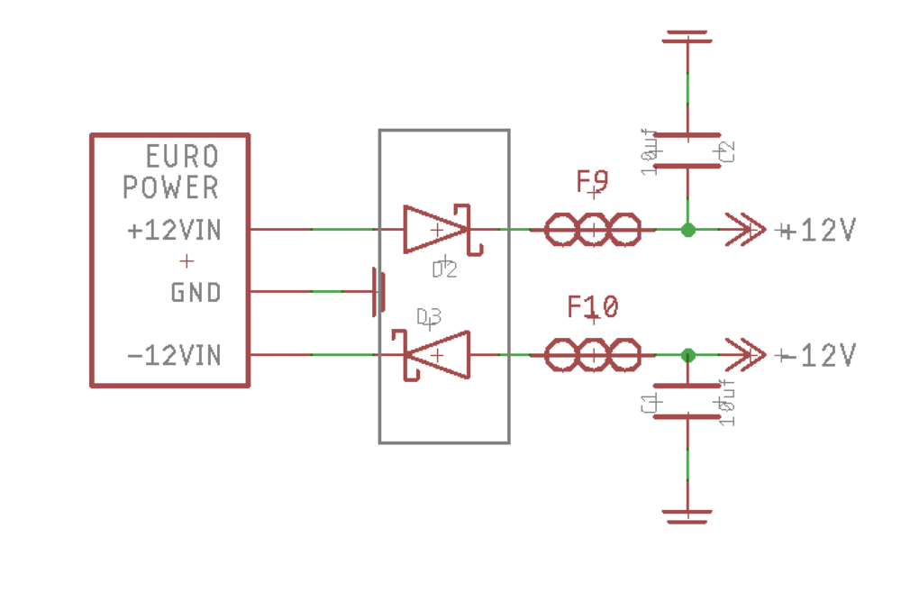 A schematic for Eurorack power.