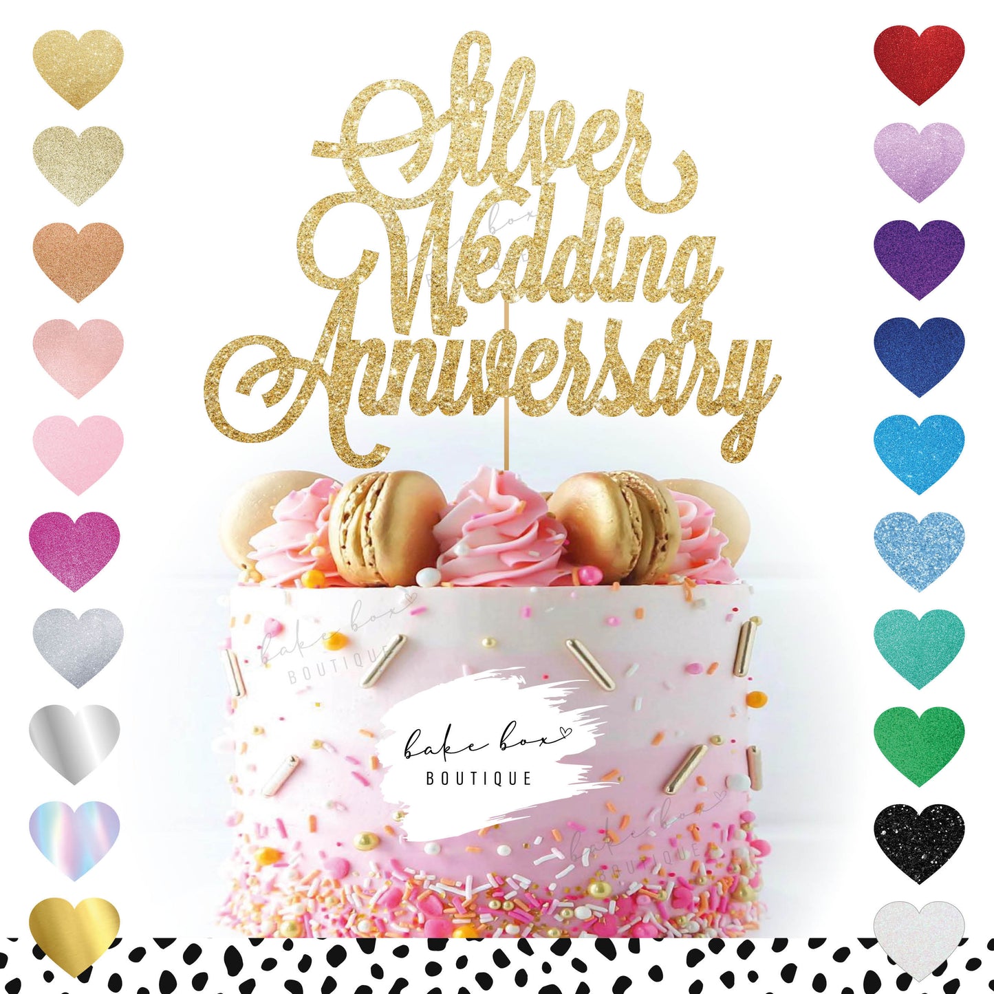 SILVER WEDDING ANNIVERSARY CAKE TOPPER Bake Box Boutique   SILVERWEDANNI 1445x 