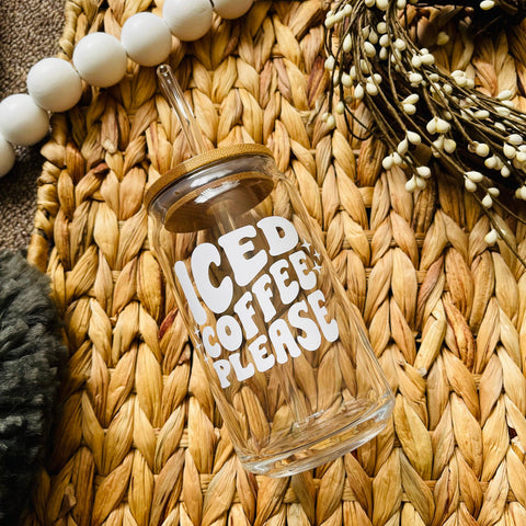 Iced Coffee Please Beer Can Glass