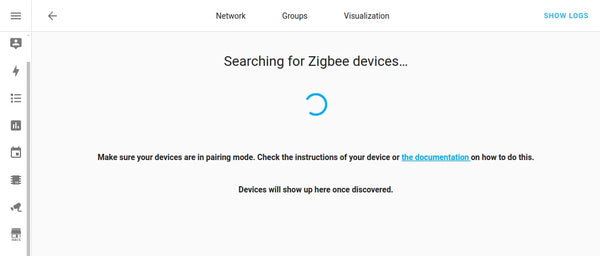 ZHA Zigbee Home Automation add device screen in Home Assistant