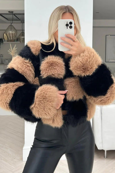 Silver fur faux bubble coat