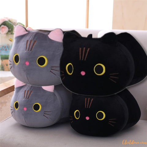 PELUCHE CHAT NOIR ET GRIS