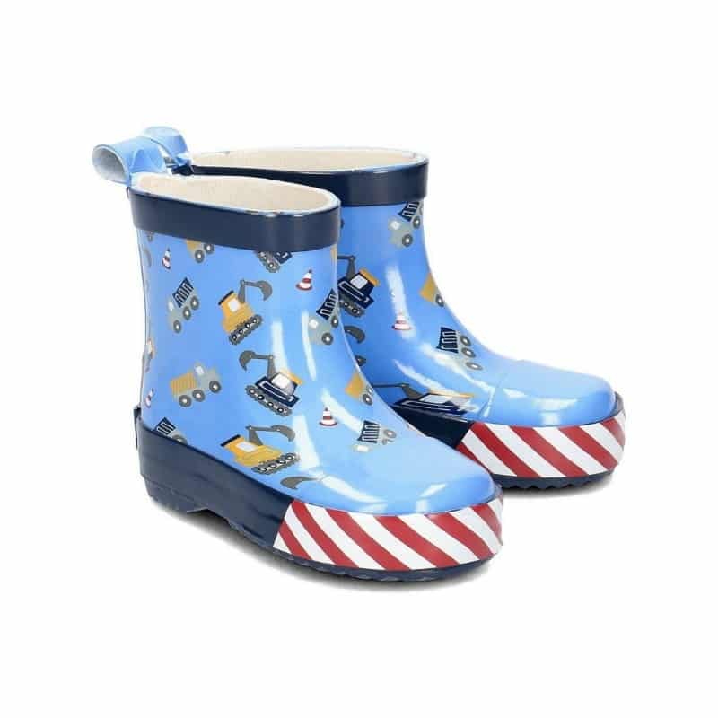 Playshoes halfhoge regenlaarzen blauw bouwmachines Maat