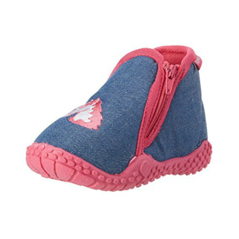 Playshoes pantoffels jeansblauw eenhoorn