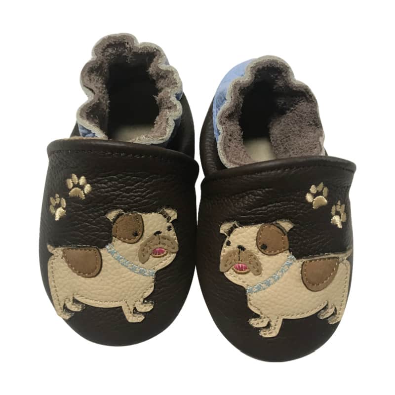 Rose et Chocolat babyslofjes Classic Dog Brown Maat