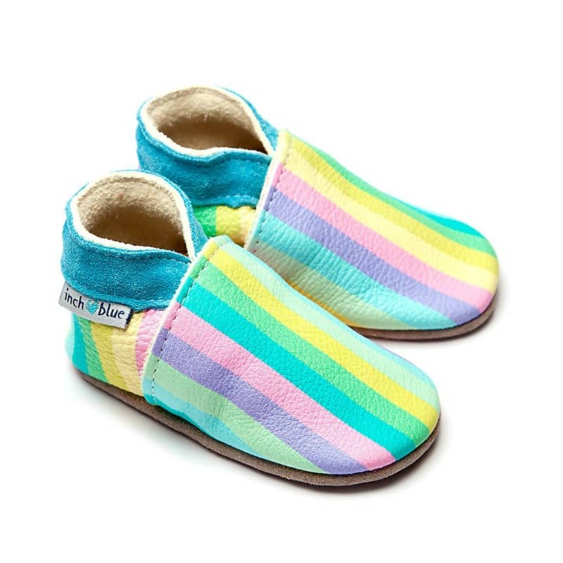 Inch Blue babyslofjes stripes pastel rainbow Maat