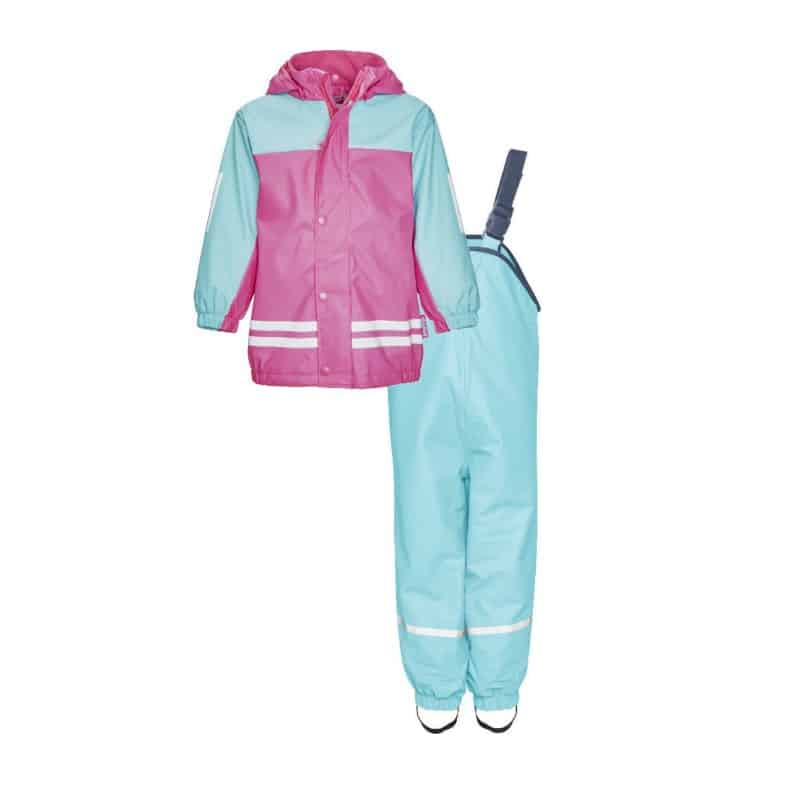 Playshoes regenpak 2 delig aquablauw fuchsia Maat