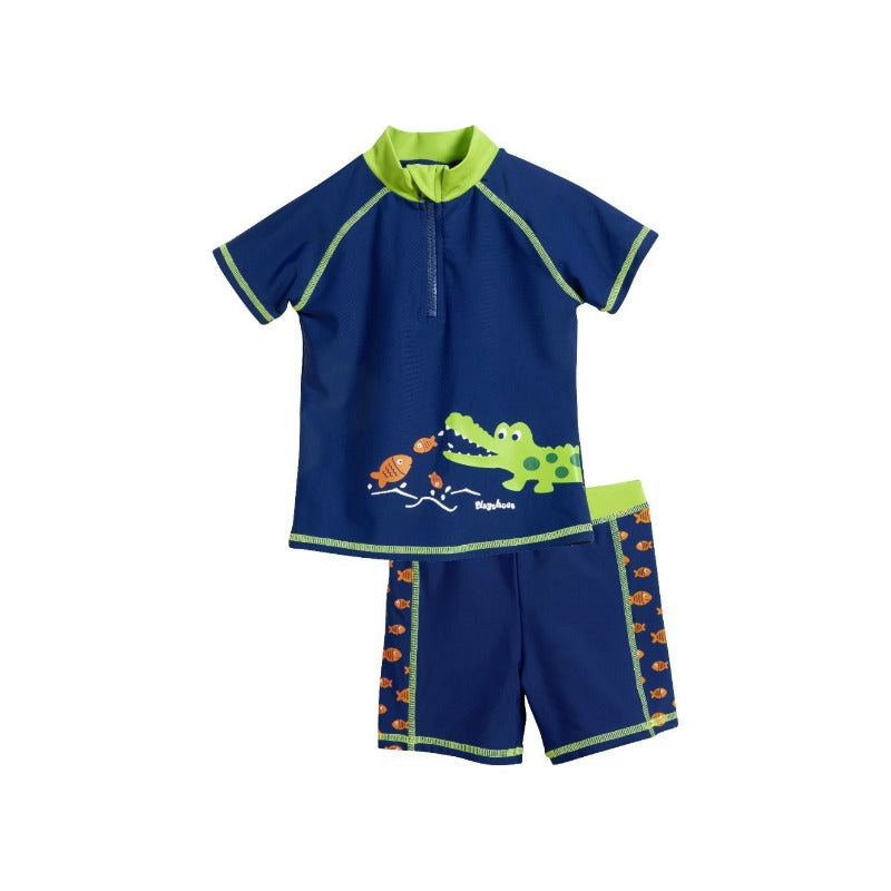 Playshoes tweedelige zwemsuit blauw krokodil Maat