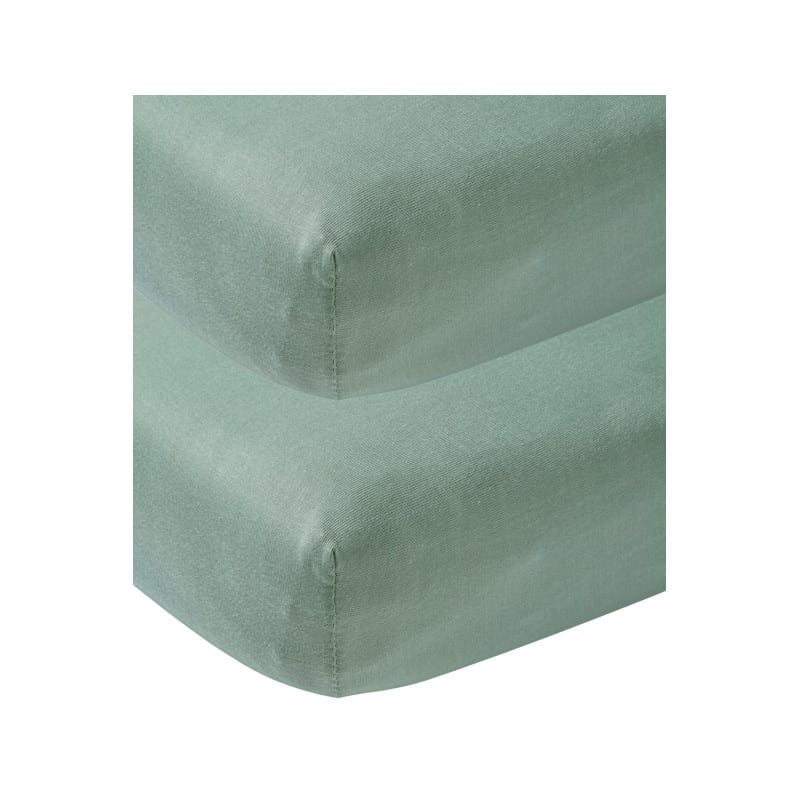 Meyco jersey hoeslaken 2 pack wieg stone green Maat