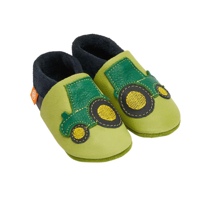 Orangenkinder babyslofjes Tractor light green Maat