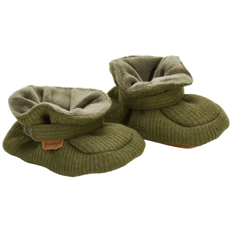 En Fant - Pantoffels voor baby's - Rib - Cipres Gemeleerd - Groen - maat 21-22EU