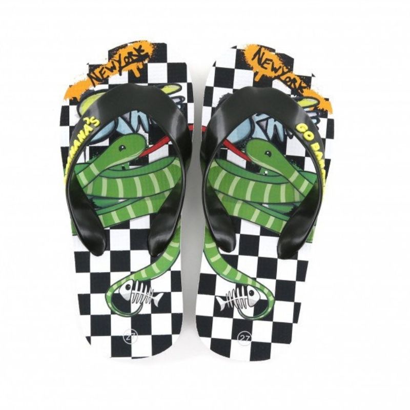 Flipflops | Jongens | Black White Green |  | Go Banana's | Maat 20