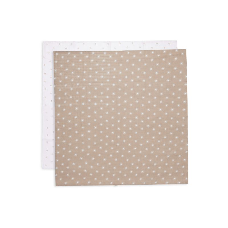 Jollein Hydrofiele Multidoek Small 70x70cm Pointelle&Sun - Biscuit -  GOTS - 2 Stuks