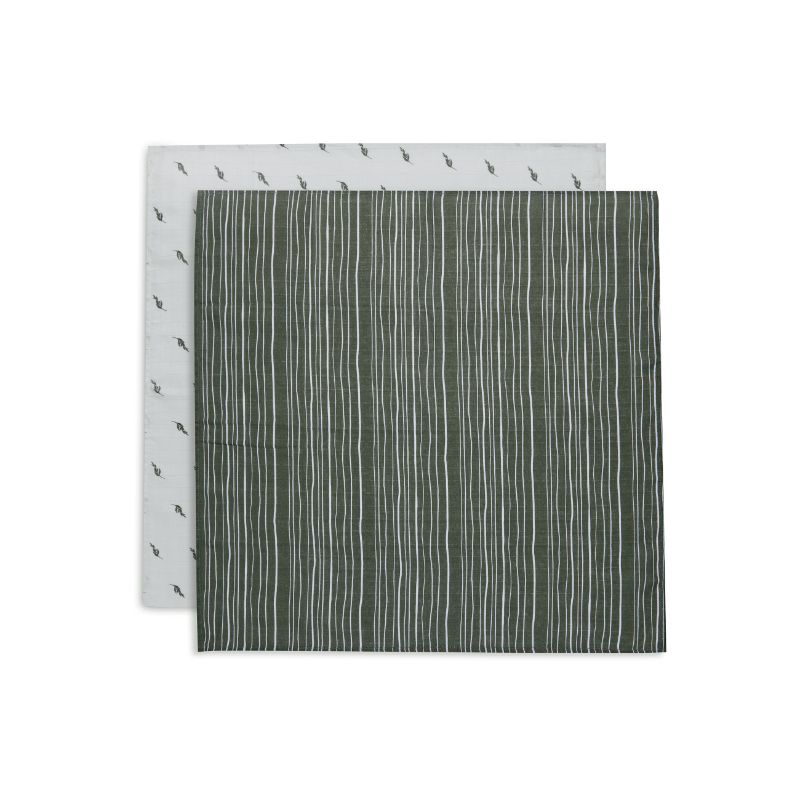 Jollein Hydrofiele Multidoek Small 70x70cm Stripe&Olive - Leaf Green - GOTS - 2 Stuks