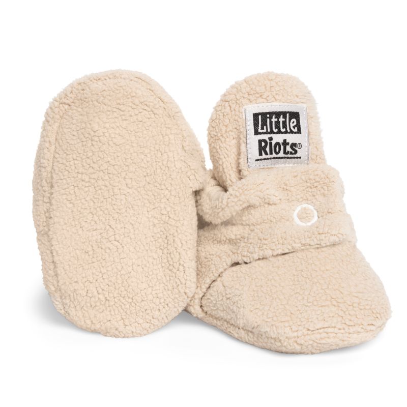 Little Riots - Babyslofjes - Fleece Original - Soft Beige - 0-3 Maanden (9cm) - Schoenmaat 13-15