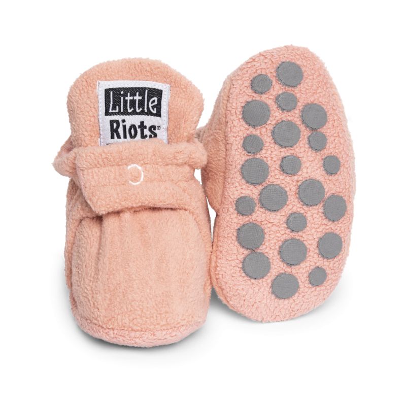 Little Riots - babyslofjes - antislip - fleece stepper - oud roze - slofjes voor je baby, dreumes en peuter voor jongens en meisjes - 18-24 Maanden (14cm) - schoenmaat 22-23