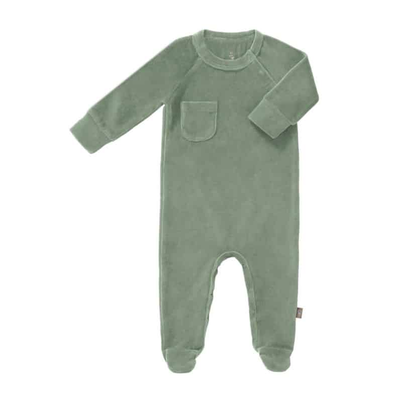 Fresk pyjama velours met voet Forest green Maat