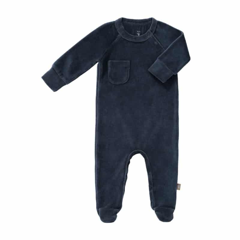 Fresk pyjama velours met voet Indigo Maat